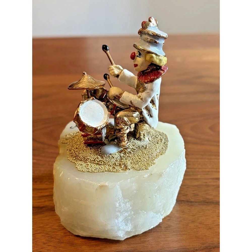Vtg 1985 RARE Ron Lee Clown Figurine Playing Drums Drummer On Stand Signed - Picture 3 of 6